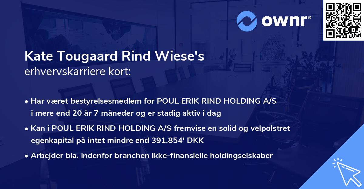 Kate Tougaard Rind Wiese's erhvervskarriere kort