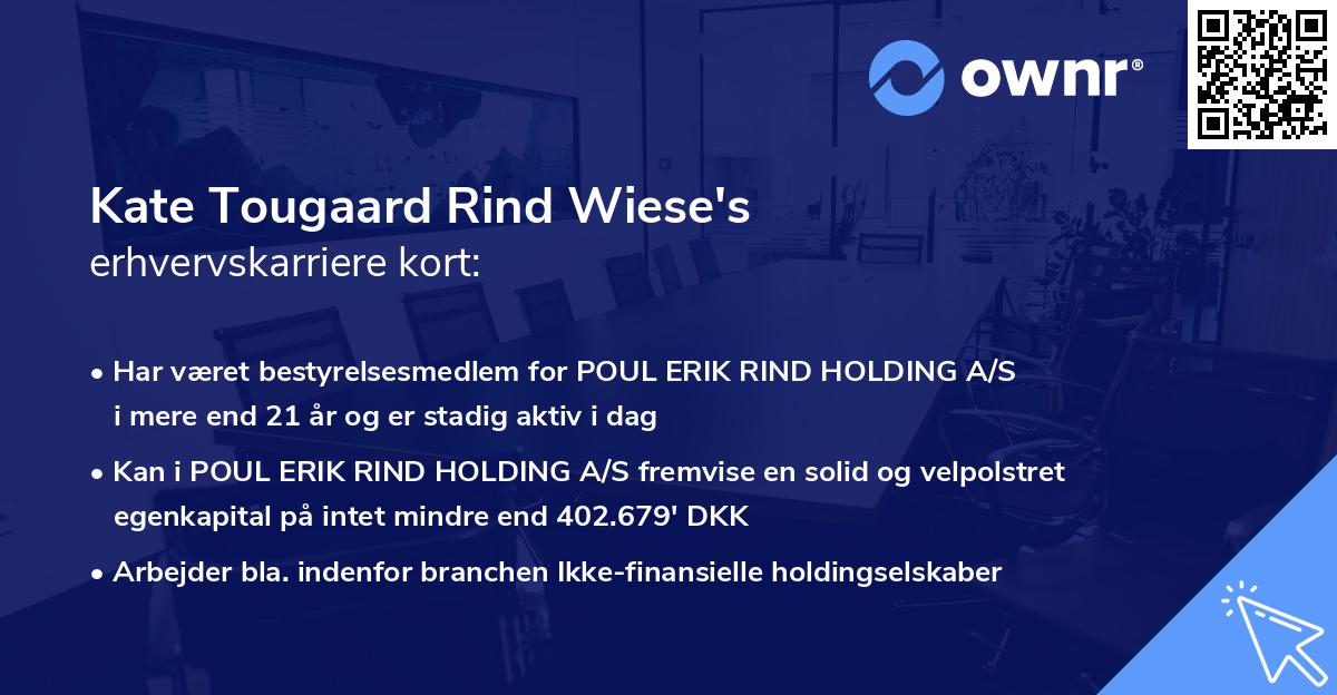 Kate Tougaard Rind Wiese's erhvervskarriere kort