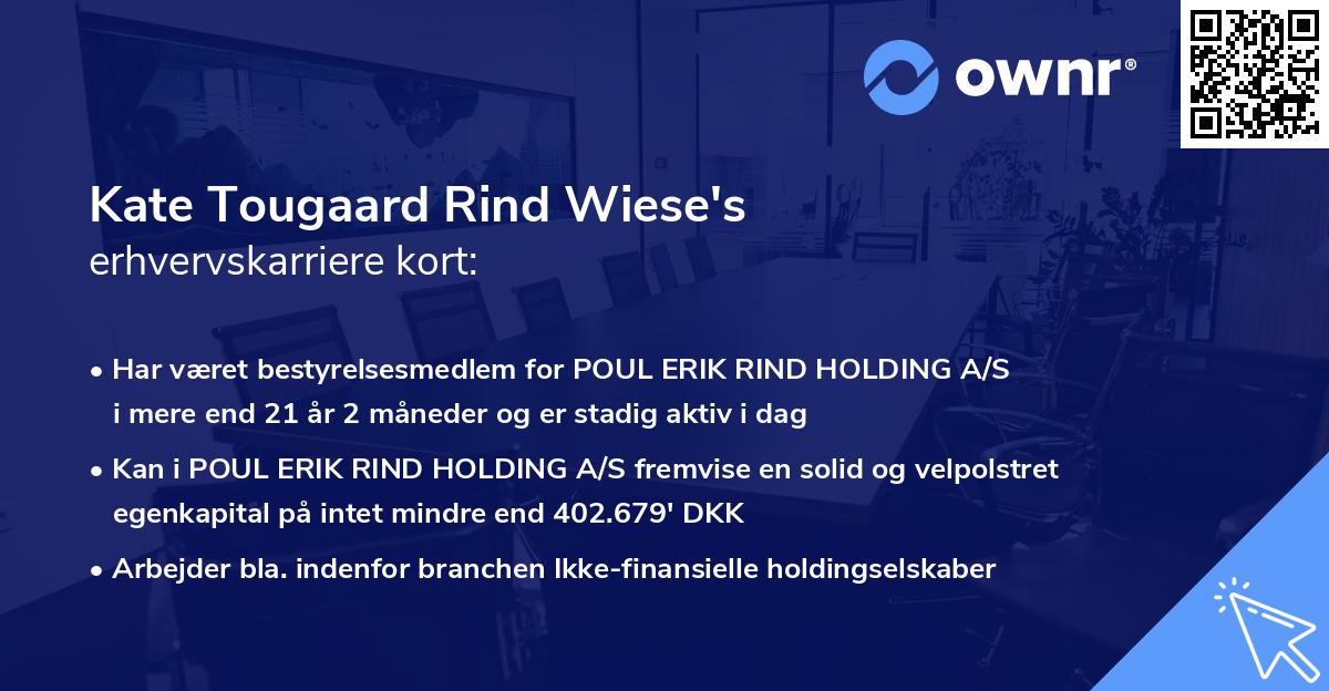 Kate Tougaard Rind Wiese's erhvervskarriere kort