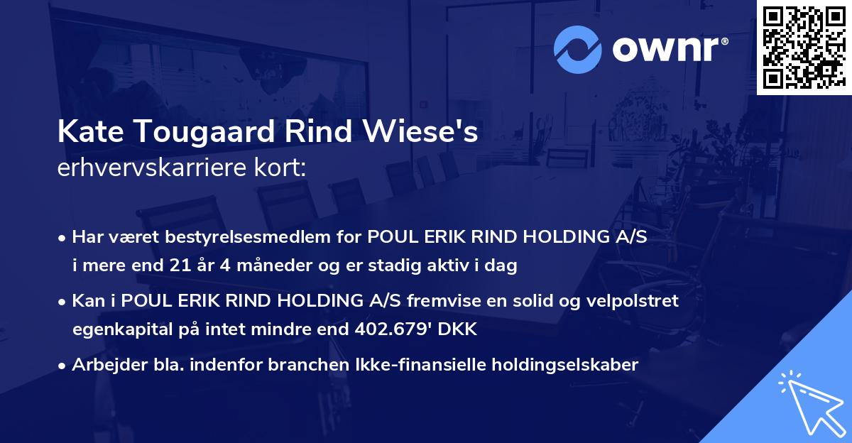 Kate Tougaard Rind Wiese's erhvervskarriere kort