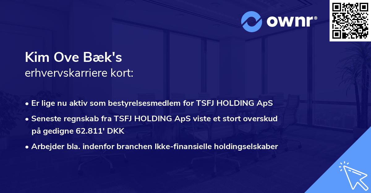 Kim Ove Bæk's erhvervskarriere kort
