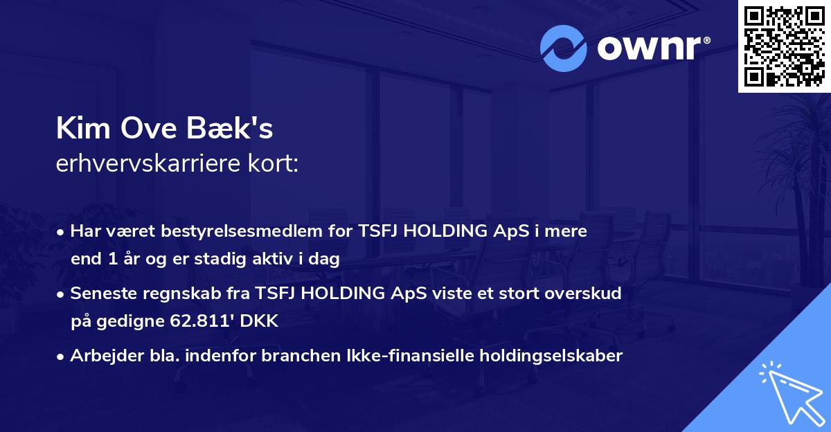 Kim Ove Bæk's erhvervskarriere kort
