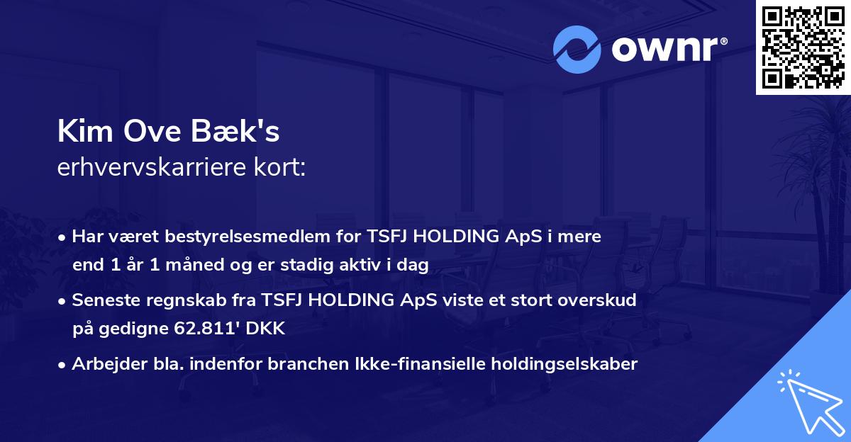Kim Ove Bæk's erhvervskarriere kort