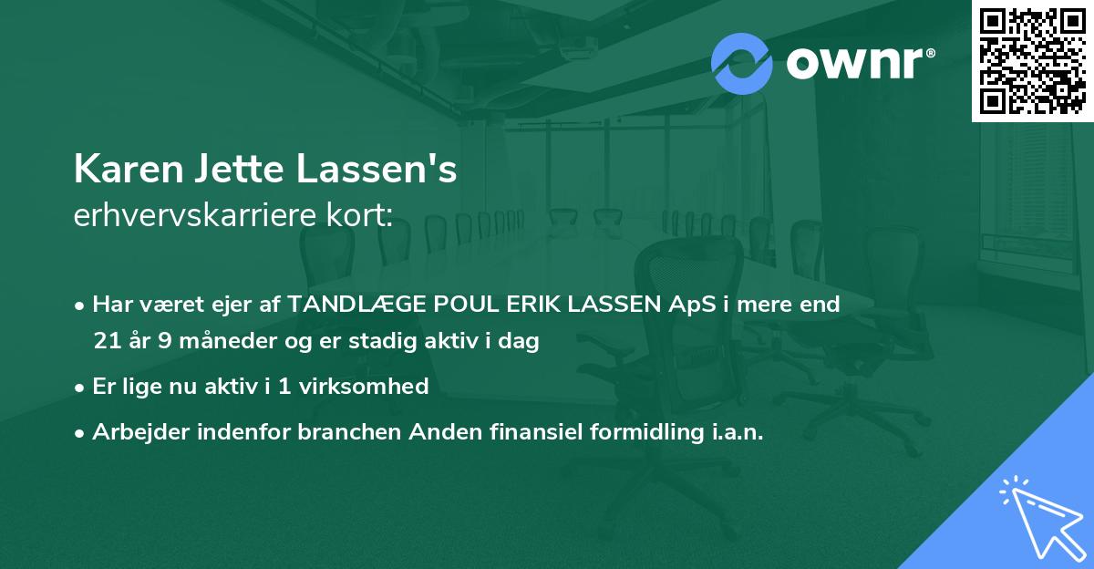 Karen Jette Lassen's erhvervskarriere kort