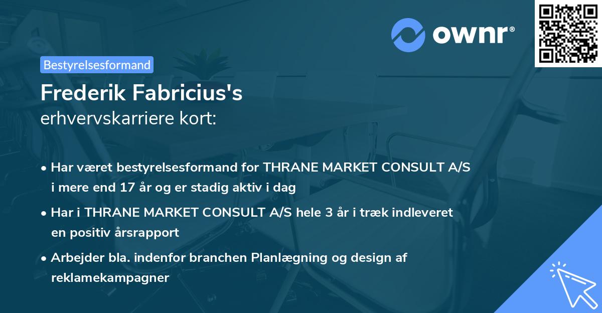 Frederik Fabricius's erhvervskarriere kort