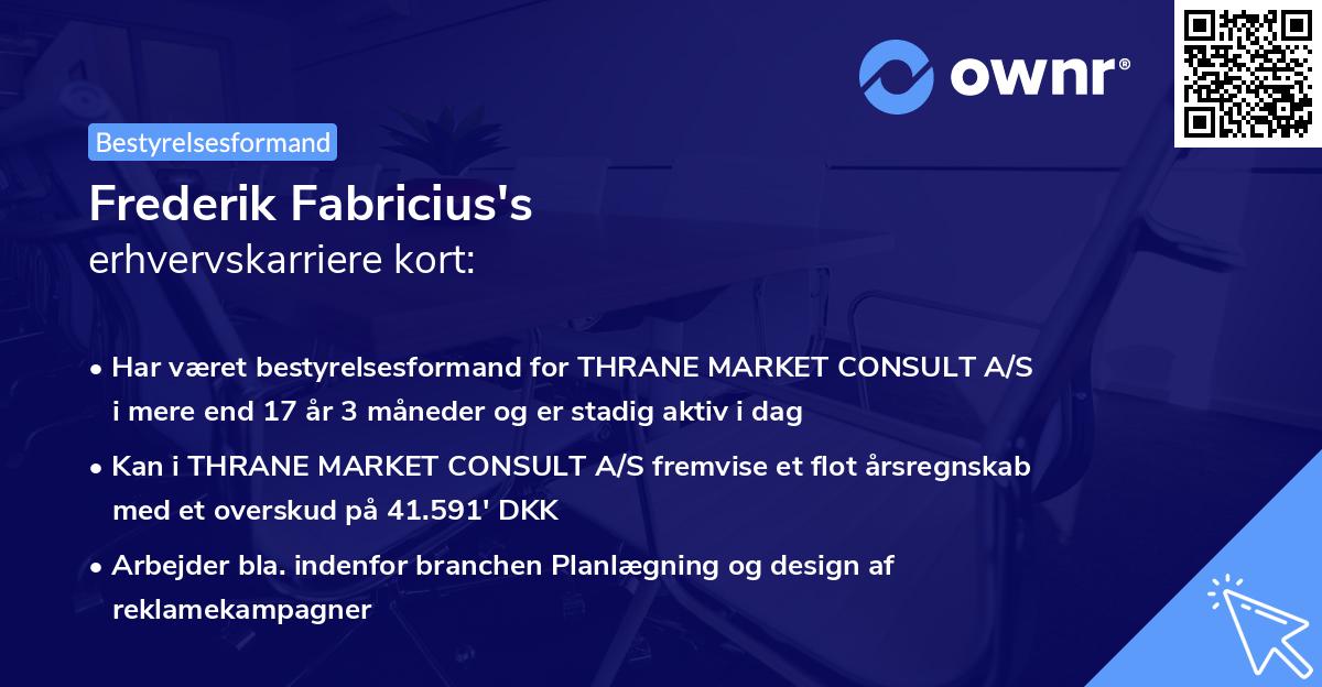 Frederik Fabricius's erhvervskarriere kort