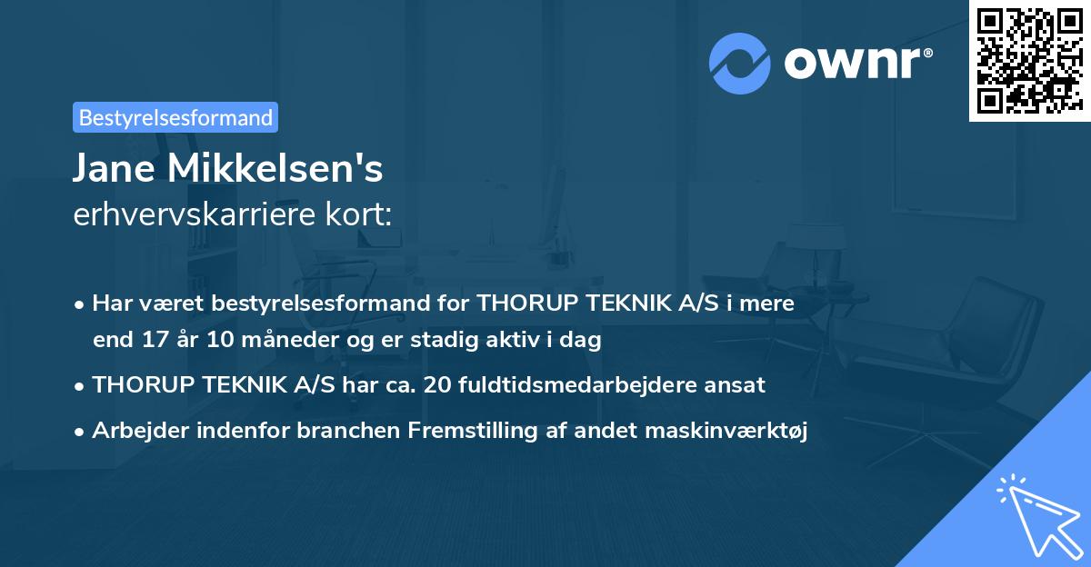 Jane Mikkelsen's erhvervskarriere kort