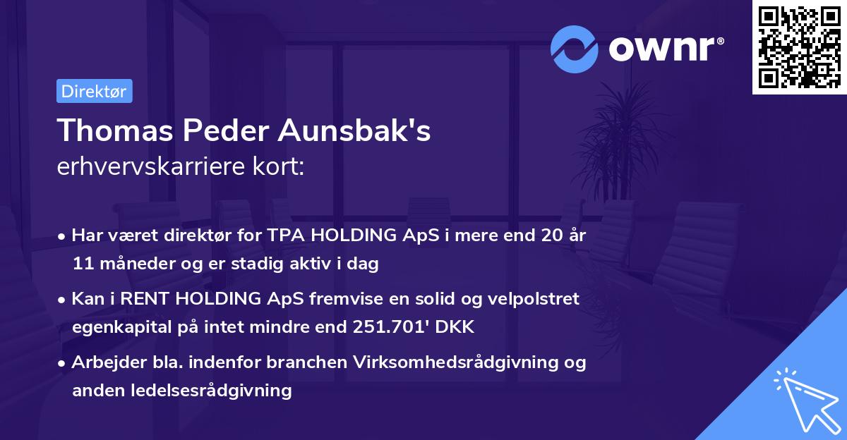 Thomas Peder Aunsbak's erhvervskarriere kort