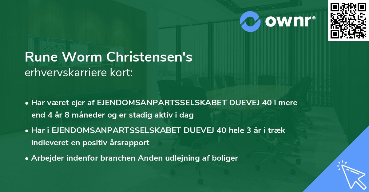 Rune Worm Christensen's erhvervskarriere kort