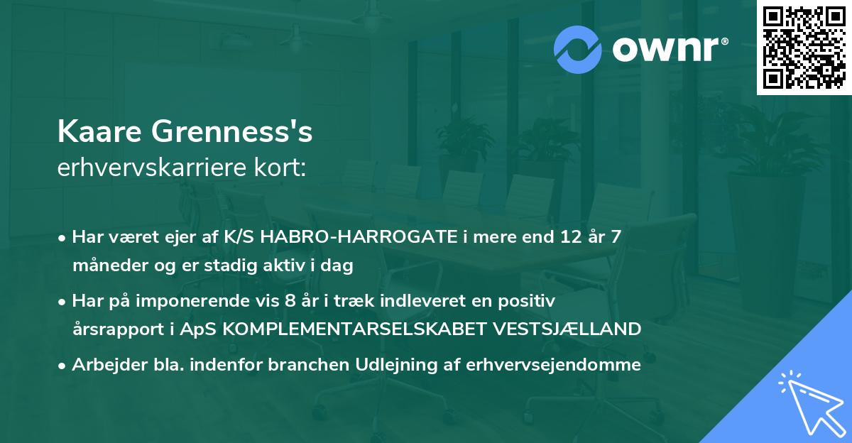 Kaare Grenness's erhvervskarriere kort