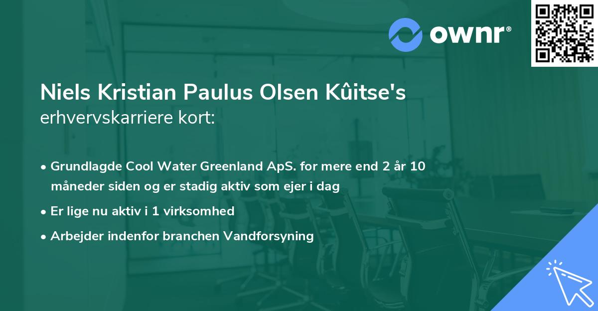 Niels Kristian Paulus Olsen Kûitse's erhvervskarriere kort