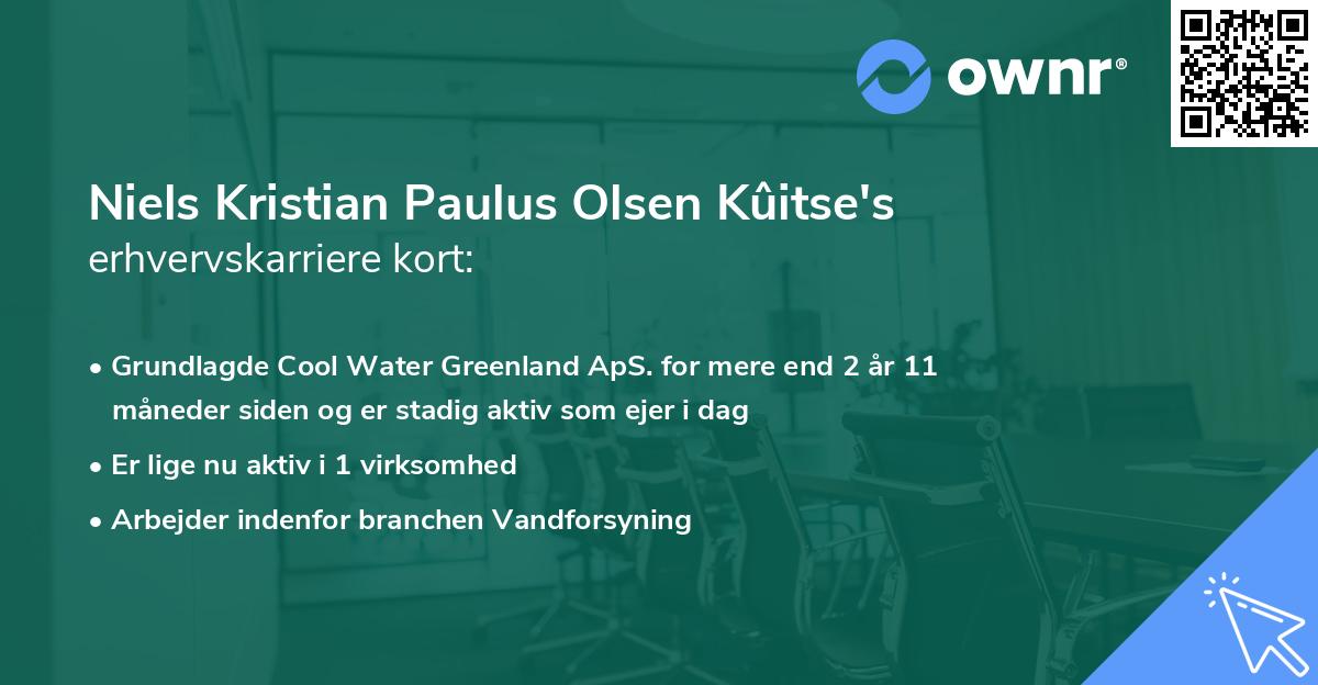 Niels Kristian Paulus Olsen Kûitse's erhvervskarriere kort