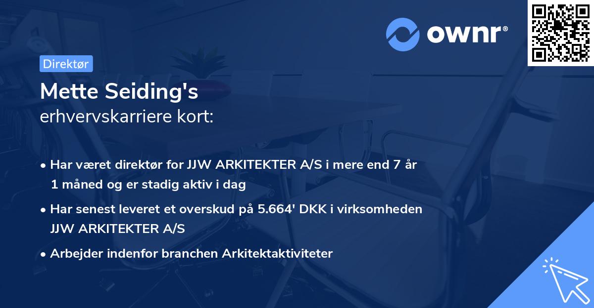 Mette Seiding's erhvervskarriere kort