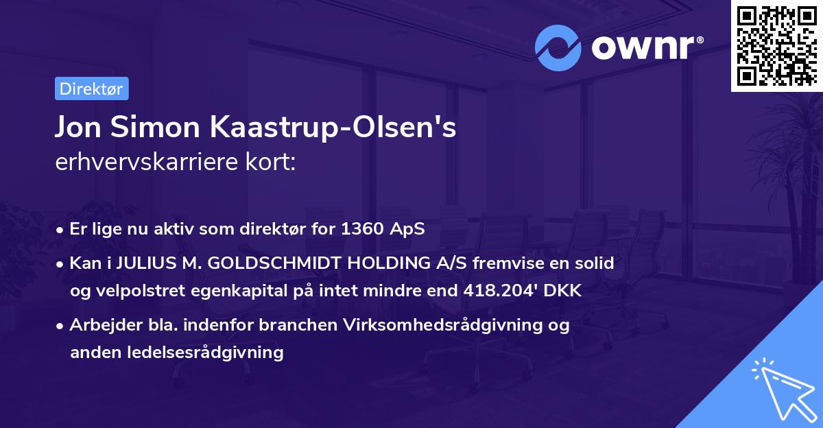 Jon Simon Kaastrup-Olsen's erhvervskarriere kort