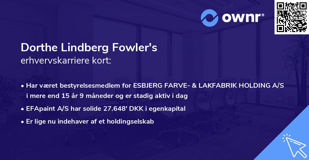 Dorthe Lindberg Fowler's erhvervskarriere kort