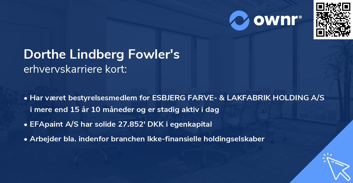 Dorthe Lindberg Fowler's erhvervskarriere kort