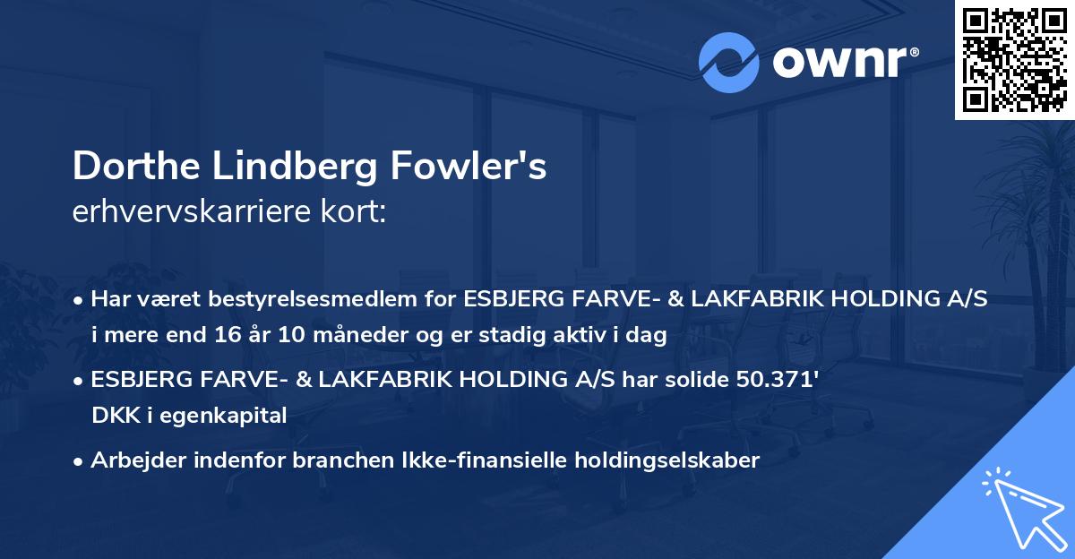 Dorthe Lindberg Fowler's erhvervskarriere kort