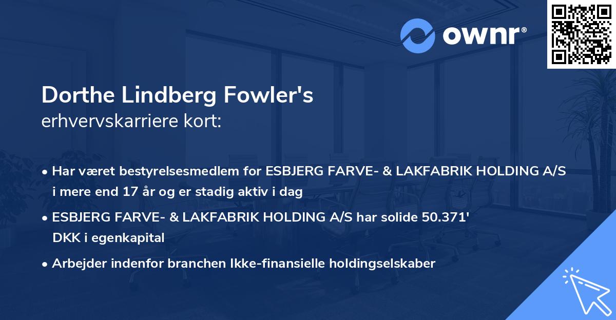 Dorthe Lindberg Fowler's erhvervskarriere kort