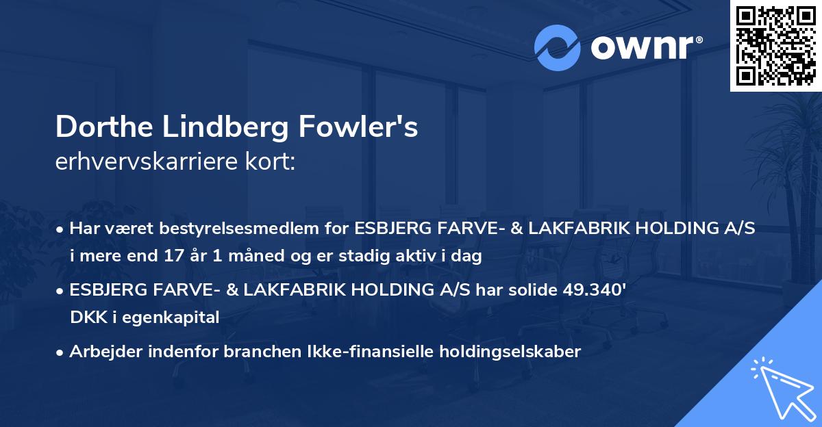 Dorthe Lindberg Fowler's erhvervskarriere kort
