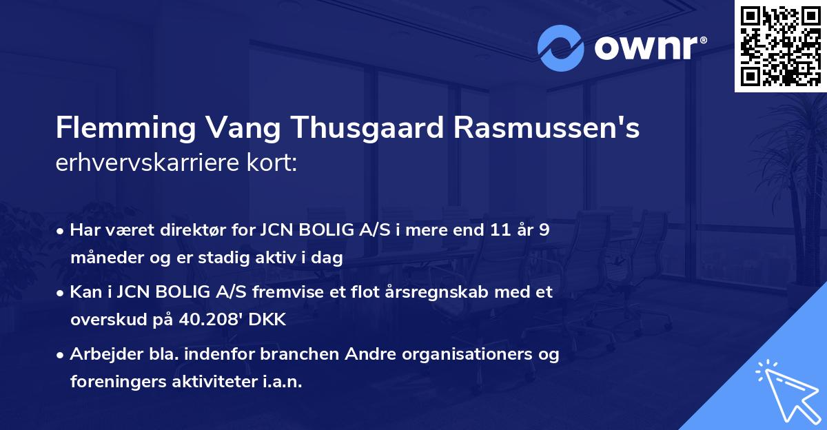 Flemming Vang Thusgaard Rasmussen's erhvervskarriere kort