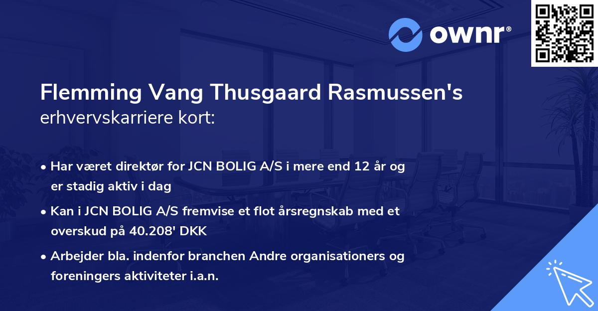 Flemming Vang Thusgaard Rasmussen's erhvervskarriere kort