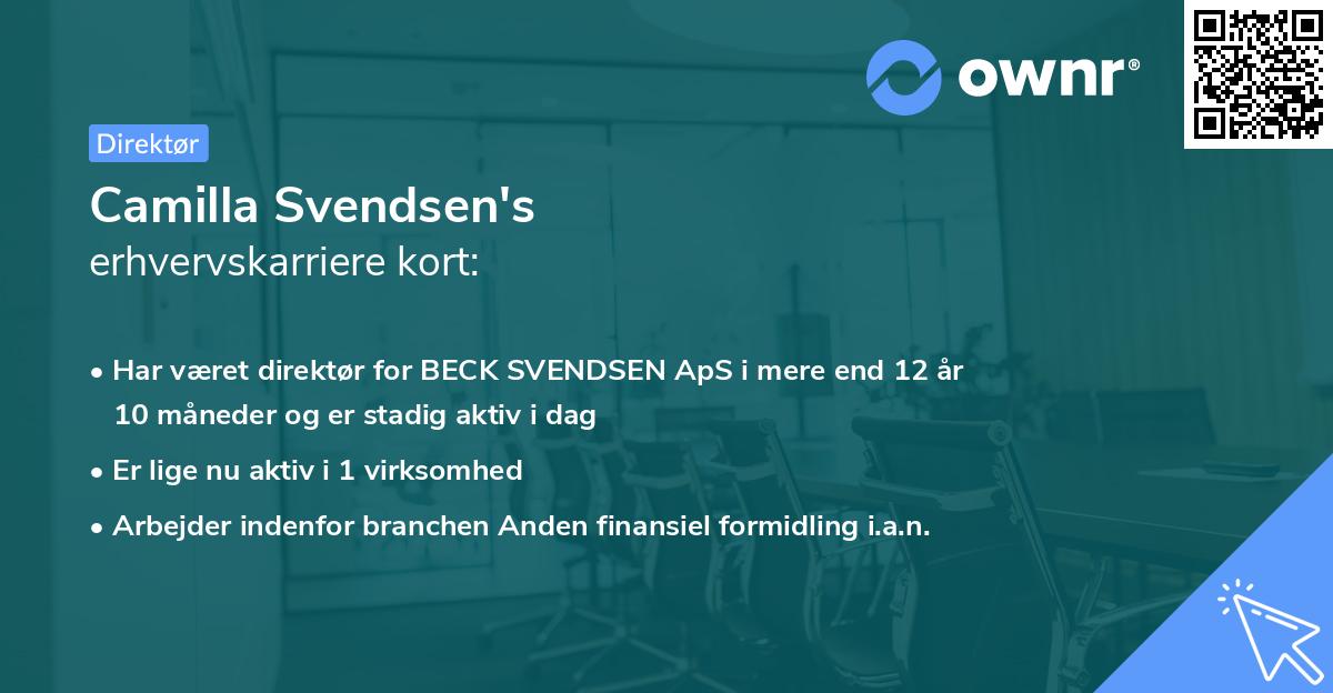 Camilla Svendsen's erhvervskarriere kort