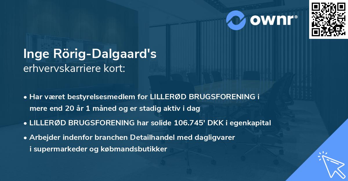 Inge Rörig-Dalgaard's erhvervskarriere kort