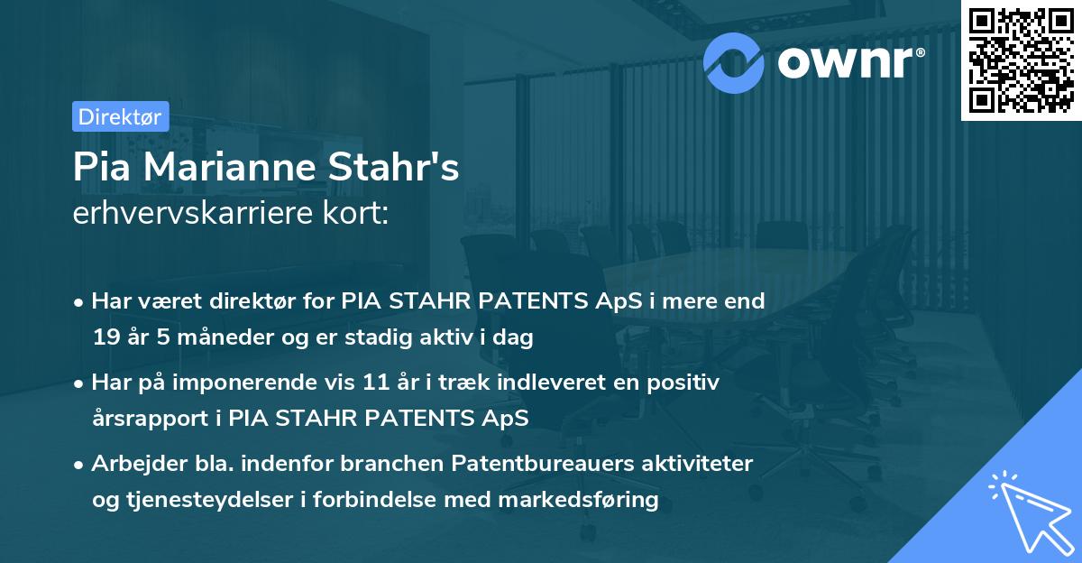 Pia Marianne Stahr's erhvervskarriere kort