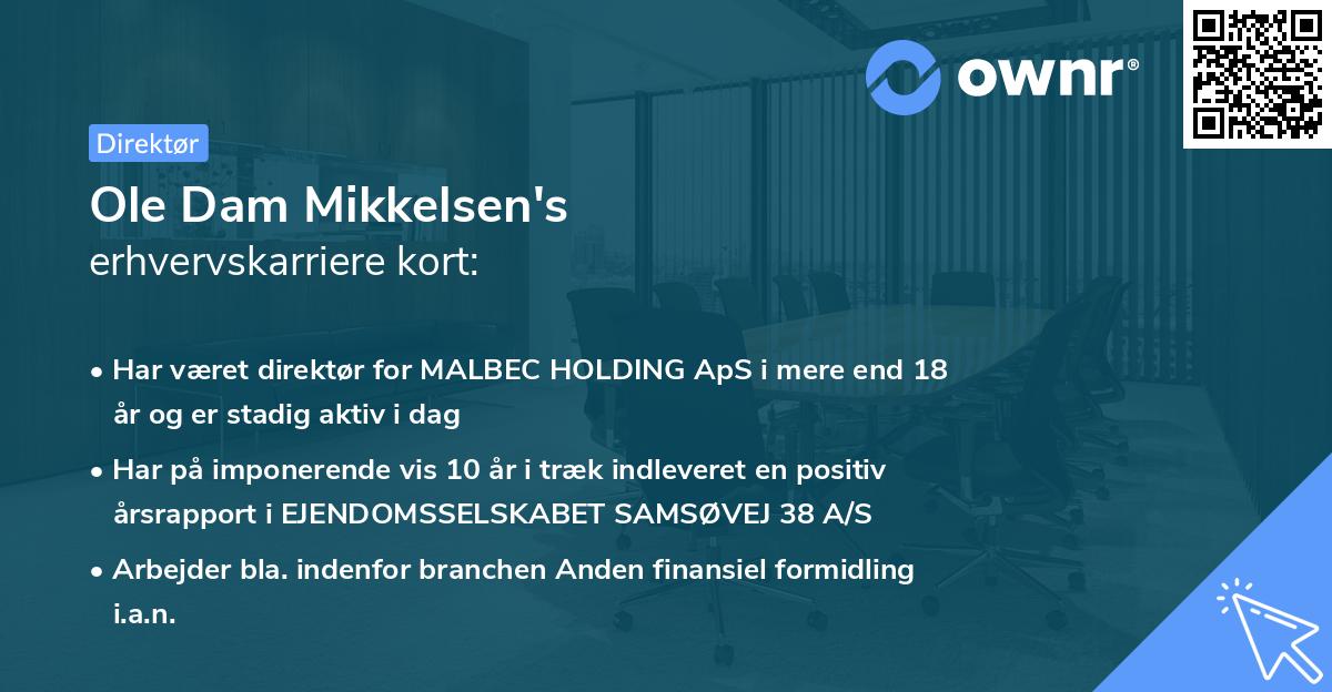 Ole Dam Mikkelsen's erhvervskarriere kort