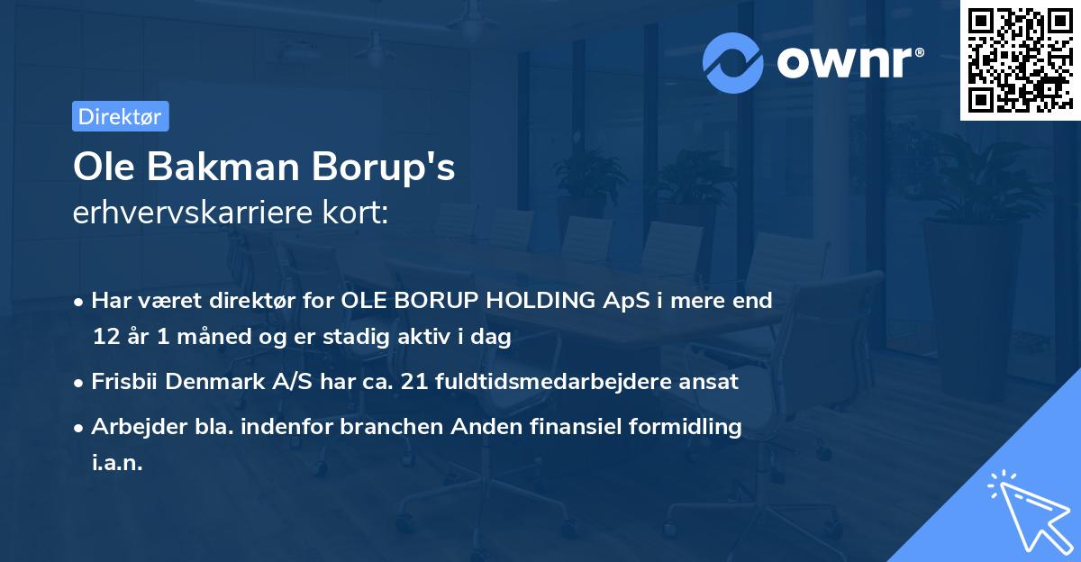 Ole Bakman Borup's erhvervskarriere kort