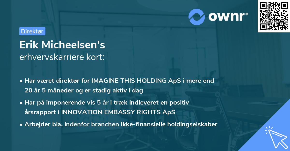 Erik Micheelsen's erhvervskarriere kort