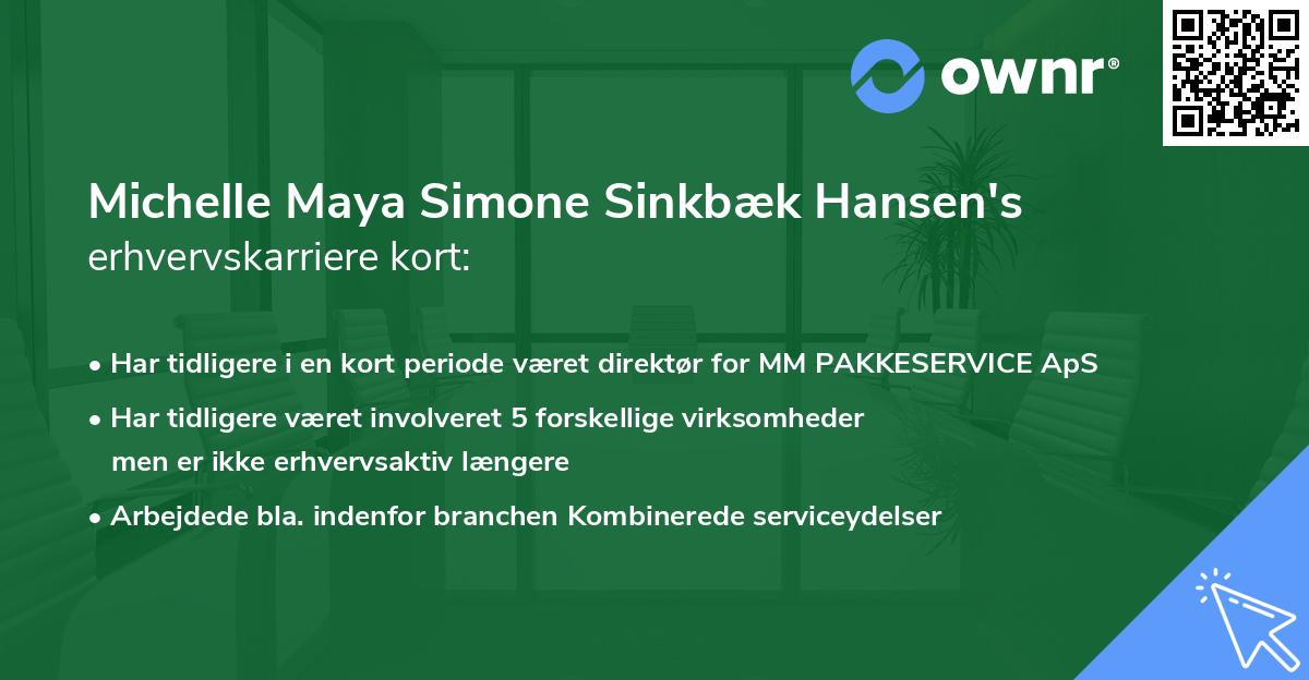 Michelle Maya Simone Sinkbæk Hansen's erhvervskarriere kort