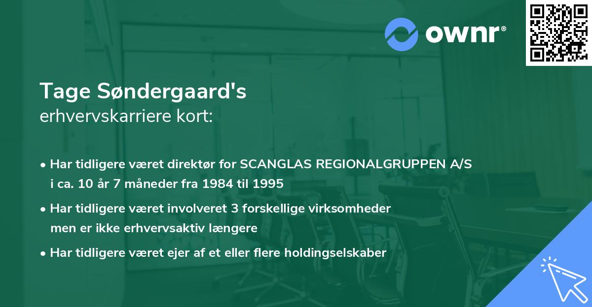 Tage Søndergaard's erhvervskarriere kort