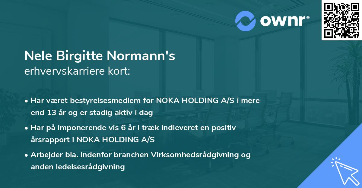 Nele Birgitte Normann's erhvervskarriere kort