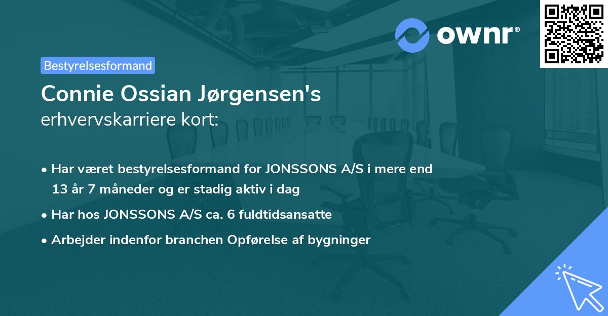 Connie Ossian Jørgensen's erhvervskarriere kort