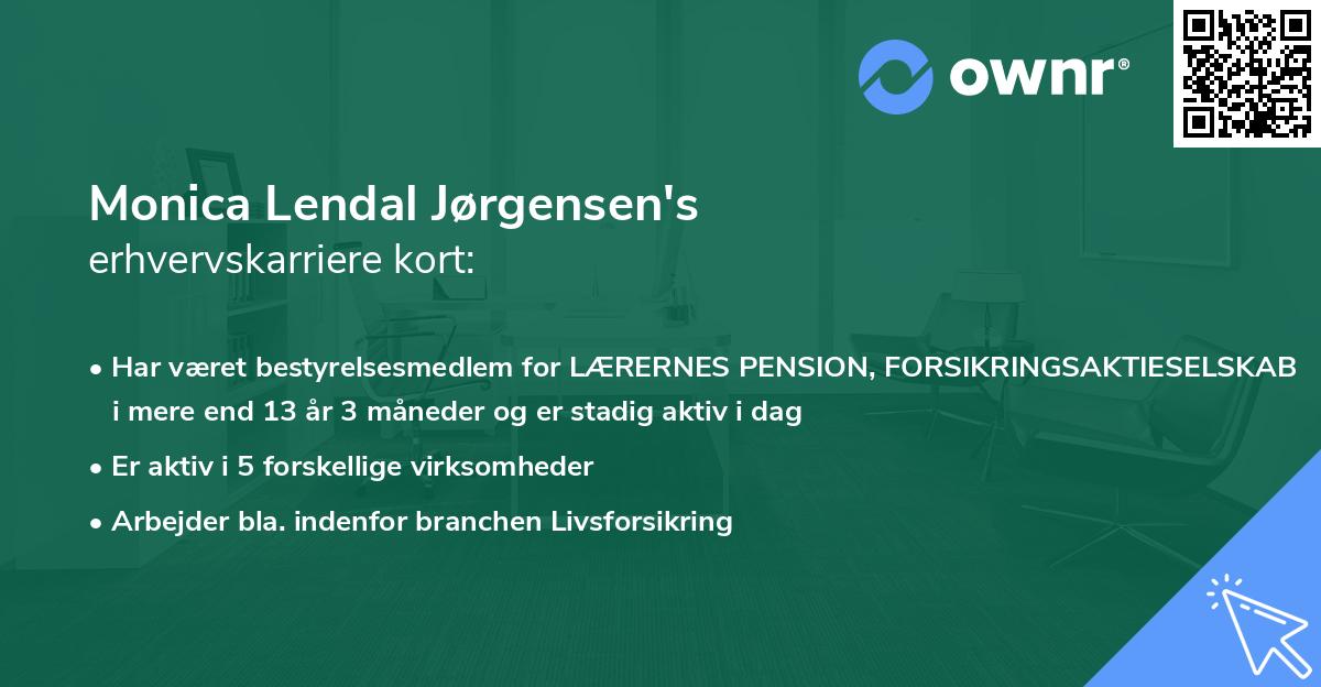 Monica Lendal Jørgensen's erhvervskarriere kort