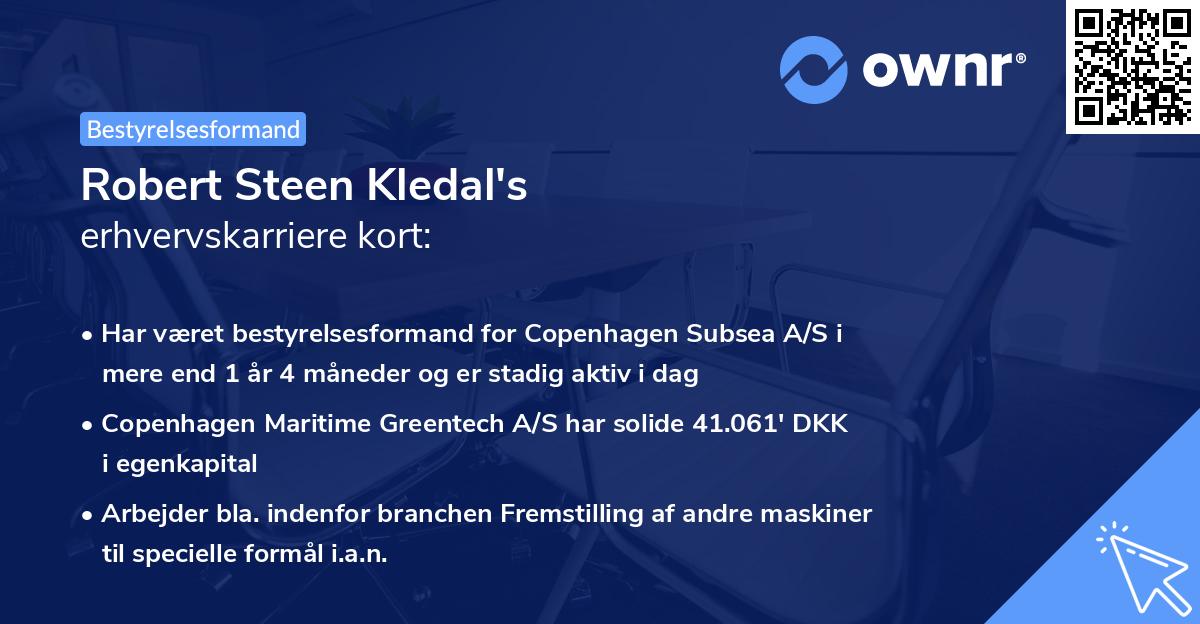 Robert Steen Kledal's erhvervskarriere kort