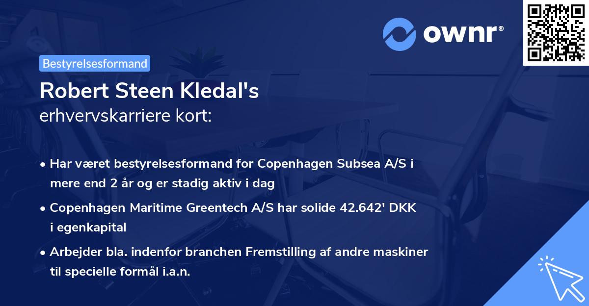 Robert Steen Kledal's erhvervskarriere kort