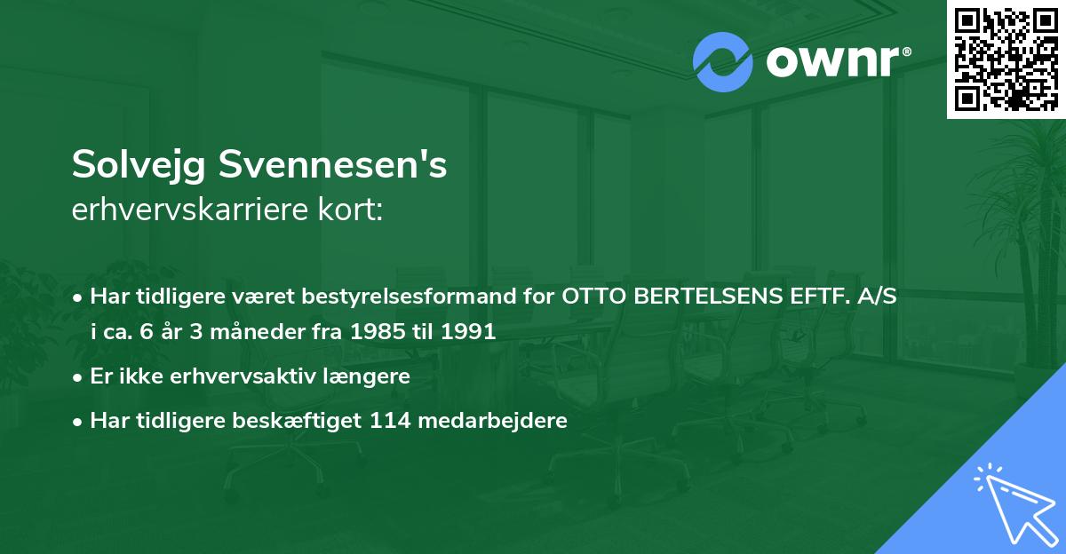 Solvejg Svennesen's erhvervskarriere kort