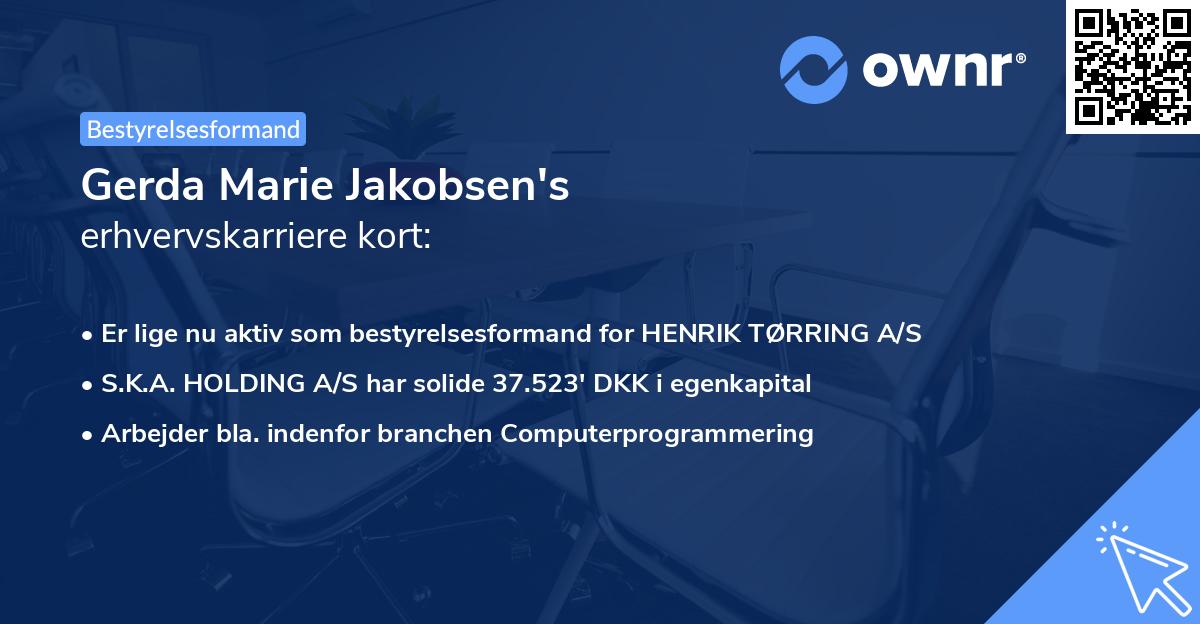 Gerda Marie Jakobsen's erhvervskarriere kort