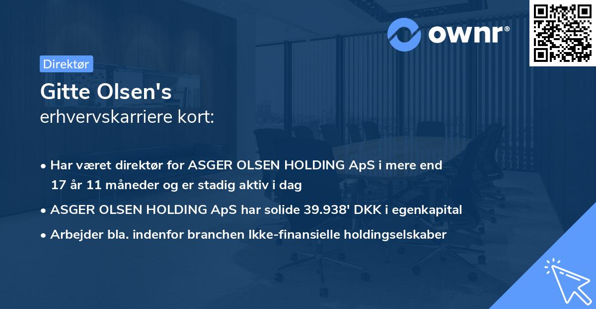 Gitte Olsen's erhvervskarriere kort