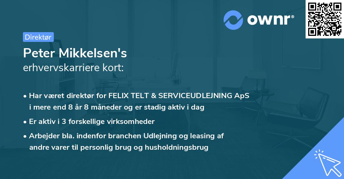 Peter Mikkelsen's erhvervskarriere kort