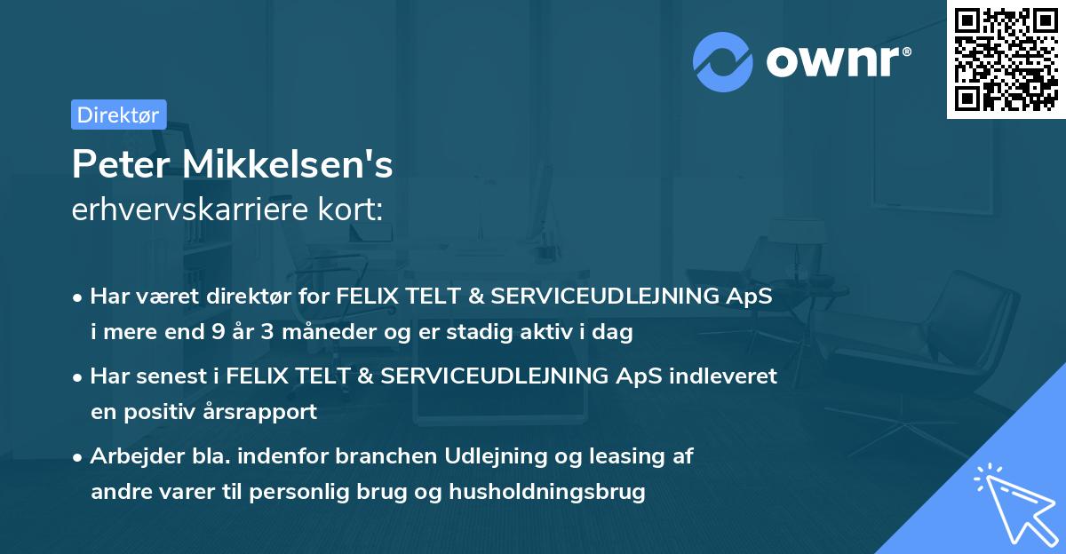 Peter Mikkelsen's erhvervskarriere kort