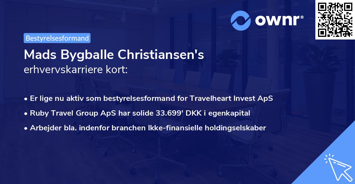 Mads Bygballe Christiansen's erhvervskarriere kort