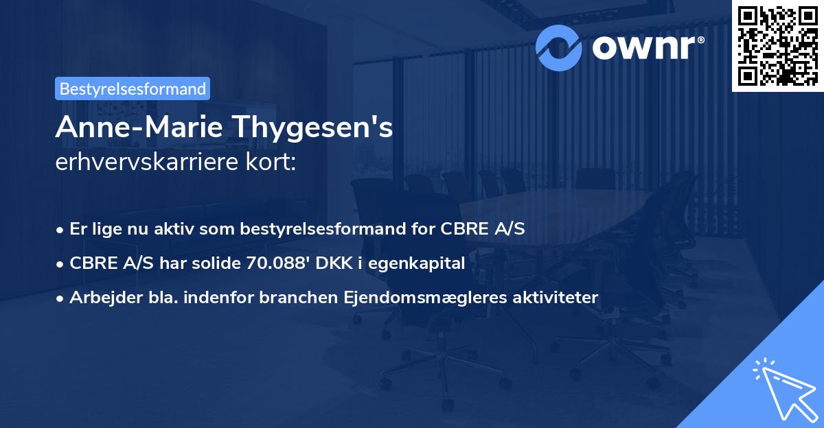 Anne-Marie Thygesen's erhvervskarriere kort