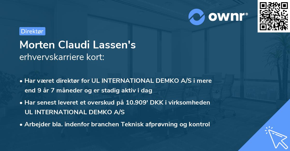 Morten Claudi Lassen's erhvervskarriere kort
