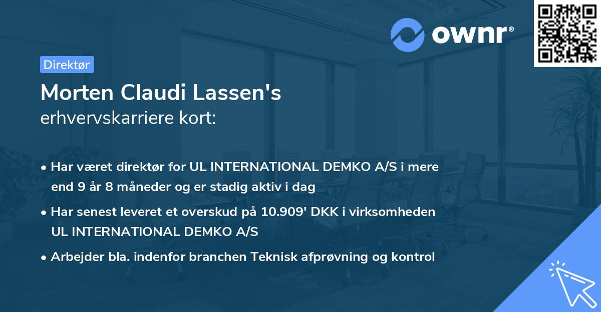 Morten Claudi Lassen's erhvervskarriere kort