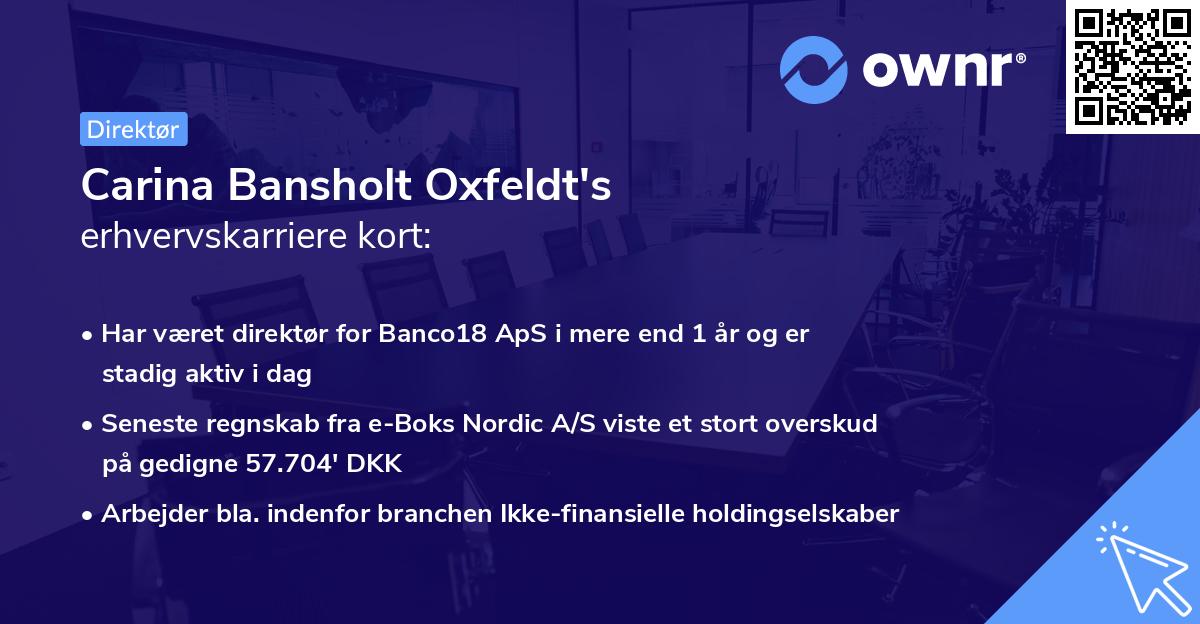 Carina Bansholt Oxfeldt's erhvervskarriere kort