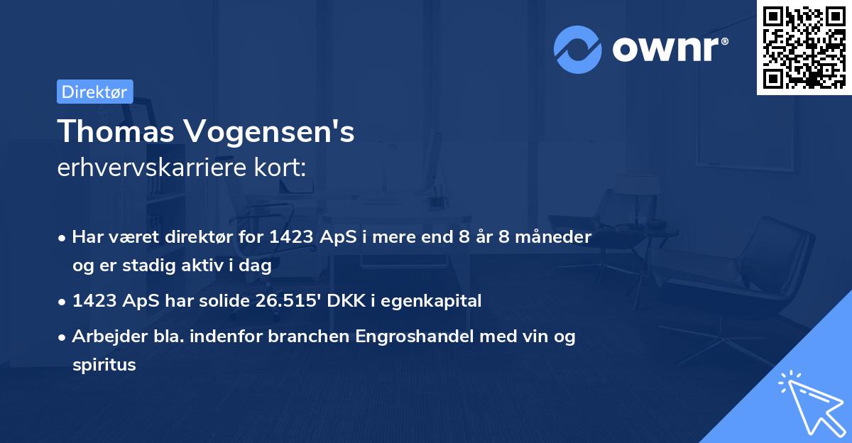 Thomas Vogensen's erhvervskarriere kort