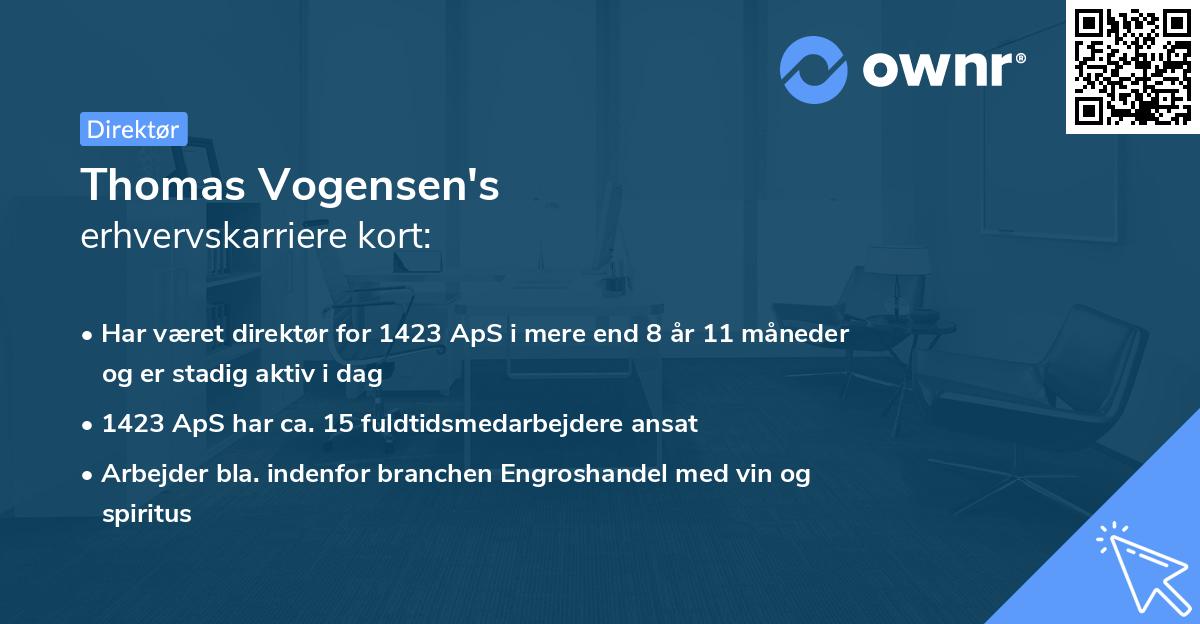 Thomas Vogensen's erhvervskarriere kort